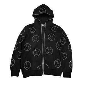 Black Hoodie with Smiley Face Design